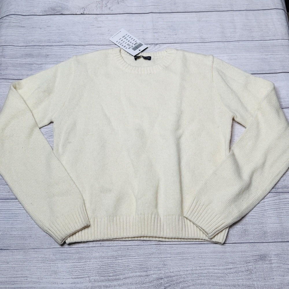 Brandy Melville Wool Blend Sweater Crew Neck Cream Ivory One Size NWT